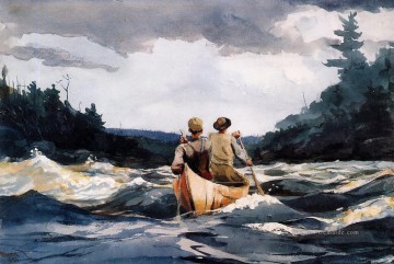Kanu in den Rapids Winslow Homer Aquarelle Ölgemälde